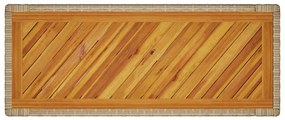 Mesa apoio jardim c/ tampo madeira 100x40x75 cm vime PE bege