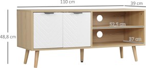 Móvel para televisão até 46 polegadas,110 x 39 x 48,8 cm branco e castanho natural