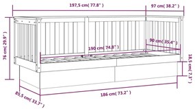 Sofá-cama 90x190 cm madeira de pinho maciça castanho mel