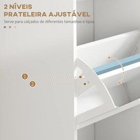 Sapateira Estreita com 3 Portas Basculantes e Prateleiras Ajustáveis para 15 Pares de Sapatos, Branco