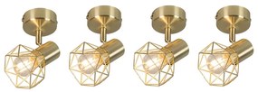 Conjunto de 4 focos Art Deco em latão giratório e inclinável - Mosh Moderno