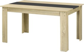 HOMCOM Mesa de Cozinha Mesa de Jantar Retangular para 6 Pessoas Mesa de Jantar em Madeira Aspecto Natural e Preto 140x90x75 cm | Aosom Portugal