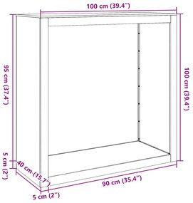 Suporte para lenha 100x40x100 cm aço inoxidável