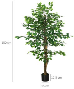 HOMCOM Planta Figueira Artificial com Tronco Realista 150 cm Planta Ar