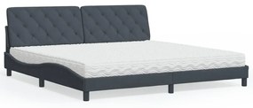 Cama com colchão 200x200 cm veludo cinzento-escuro