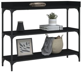 Mesa consola c/ prateleiras 100x30x80 cm preto