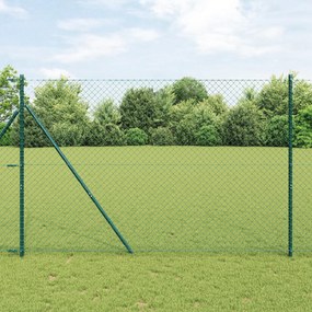 vidaXL Cerca de Cadeia com 7 Postes 1.6x10 m Aço Galvanizado Verde