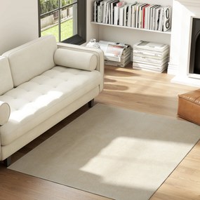 Tapete para Sala de Estar 120x160 cm Tapete Lavável à Máquina Pelo Longo Macio Estilo Moderno Creme