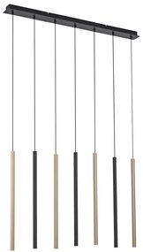 Candeeiro suspenso preto com latão incluindo LED regulável 7 luzes - Bea Design