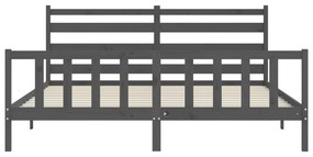 Estrutura de cama com cabeceira 200x200 cm madeira maciça cinza