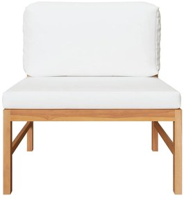 2 pcs conj. lounge de jardim c/ almofadões cor creme teca