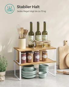 Conjunto de 4 prateleiras de cozinha, branco e bege-natural