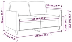 Sofá de 2 lugares 120 cm couro artificial cinza
