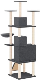 Árvore p/ gatos c/ postes arranhadores sisal 175cm cinza-escuro
