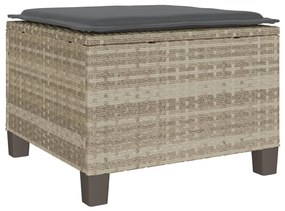 3 pcs conjunto bistrô com almofadões vime PE cinzento claro