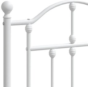Estrutura de cama com cabeceira e pés 200x200 cm metal branco