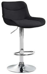 Banco alto em tecido com estrutura prateada 85-106 x 49 x 51 cm preto