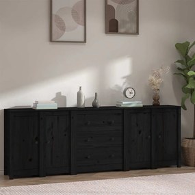 vidaXL Aparador 230x35x80 cm madeira de pinho maciça preto
