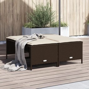 Bancos de jardim com almofadões 4 pcs vime PE castanho