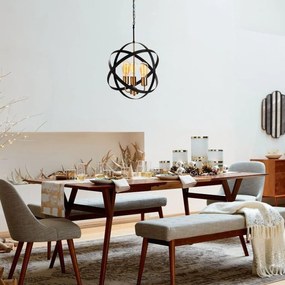 Chandelier Gezegen – Dourado/Preto – 40 cm x 90 cm