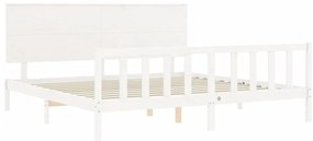 Cama sem colchão 200x200 cm madeira de pinho maciça branco