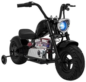 Mota elétrica infantil de 24V Chopper Warrior pneus pneumáticos e assento em pele sintética Preta