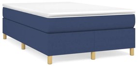 vidaXL Cama boxspring com colchão 120x190 cm tecido azul