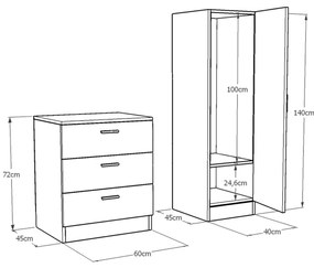Armário Multiusos CC6 – Pinho Atlântico/Antracite – Gavetas: 60x72x45