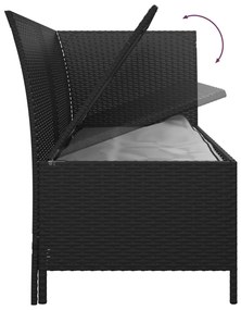 3 pcs conjunto lounge de jardim c/ almofadões vime PE preto