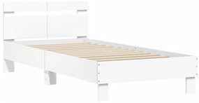 Estrutura de cama com cabeceira e luzes LED 100x200 cm branco
