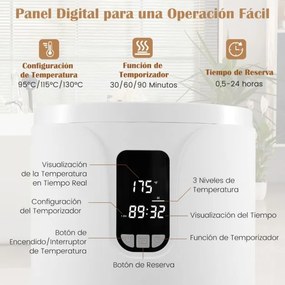 Aquecedor de toalhas de banho 20L de banho com luz LED Temporizador Cubo portátil com fecho para crianças 114 x 178 cm Branco