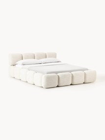 Bouclé Upholstered Bed Tayla with Storage Space