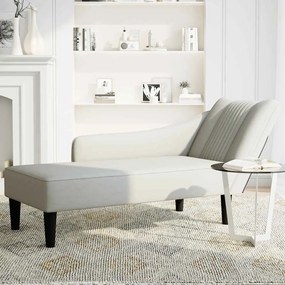 Chaise-longue com apoio de braço direito veludo cinzento claro