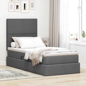 vidaXL Cama com arrumação e colchão Cinza Escuro 100 x 200 cm