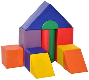 HOMCOM Conjunto de 11 Blocos de Espuma para Crianças Brinquedo de Aprendizagem para Crianças 1-3 Anos 50x50x25 cm Multicor