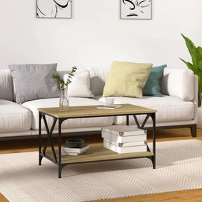 vidaXL Mesa de centro 80x50x45 cm deriv. madeira/ferro carvalho sonoma