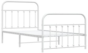 Estrutura de cama com cabeceira e pés 100x190 cm metal branco