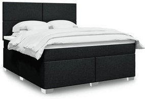 vidaXL Cama com molas/colchão 180x200 cm tecido preto