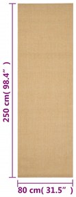 Tapete sisal natural 80x250 cm