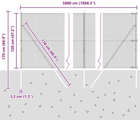 Cerca de Arame Soldado com 13 Postes Verde 1,2x50 m Aço