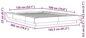 Estrutura de cama 135x190 cm derivados de madeira cinza cimento