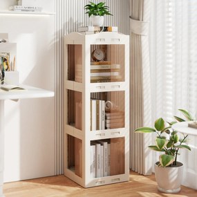 Estante com base giratória giratória 360° com 3 níveis em Plástico dobrável 36,5 x 36 x 108 cm com prateleiras Branca