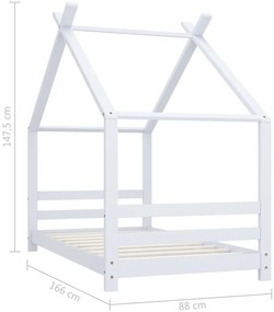 Estrutura de cama para crianças 80x160 cm pinho maciço branco