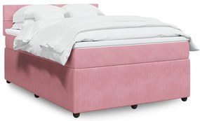 Cama com molas/colchão 160x200 cm veludo rosa