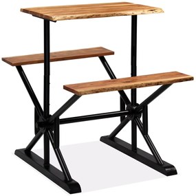 vidaXL Mesa de bar com bancos madeira de acácia maciça 80x50x107 cm