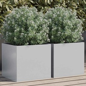 Vasos/floreiras 2 pcs 32x30x29 cm aço galvanizado prateado