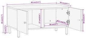 Mesa de centro 80x50x40 cm madeira de mangueira maciça