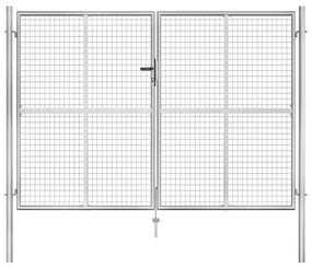 Portão de jardim em aço galvanizado 306x225 cm prateado