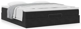 Estrutura de cama otomana com colchão 160x200 cm veludo preto