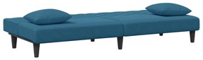 2 pcs conjunto de sofás com almofadas veludo azul